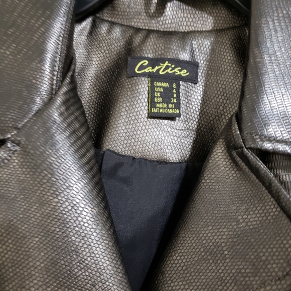 Cartise Faux Leather 3/4" Sleeve Jacket Size 6 - Picture 3 of 7